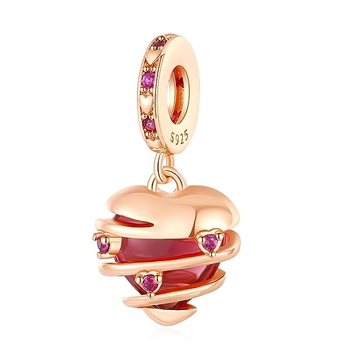 Amuefer Red Heart Spiral Grandma Charms für Armbänder 925 Sterling Silber mit Cubic Zirkonia Anhänger für Halsketten Geburtstag Weihnachten Schmuck Geschenke für Frauen Mädchen von Amuefer