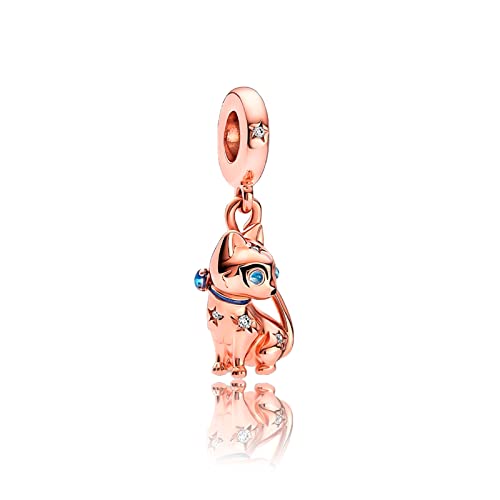 Amuefer Rose Gold Pet Cat Charms für Armbänder 925 Sterling Silber mit Cubic Zirkonia Anhänger für Halsketten Geburtstag Weihnachten Schmuck Geschenke für Frauen Mädchen von Amuefer