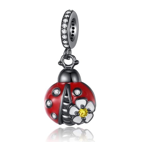 Amuefer Seven-Spotted Ladybug Daisy Dangle Charms Charms für Armbänder 925 Sterling Silber mit Cubic Zirkonia Anhänger für Halsketten Geburtstag Weihnachten Schmuck Geschenke für Frauen Amuefer Seven-Spotted Ladybug Daisy Dangle Charms Charms für Armbänder 925 Sterling Silber mit Cubic Zirkonia Anhänger für Halsketten Geburtstag Weihnachten Schmuck Geschenke für Frauen von Amuefer