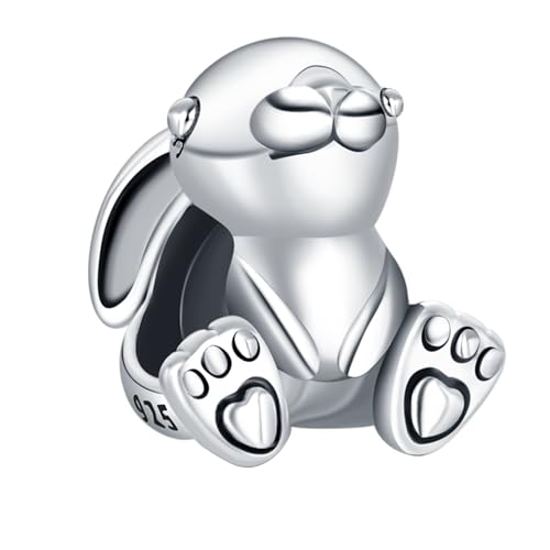 Amuefer Süßer Häschen Charms für Armbänder 925 Sterling Silber mit Cubic Zirkonia Anhänger für Halsketten Geburtstag Weihnachten Schmuck Geschenke für Frauen von Amuefer