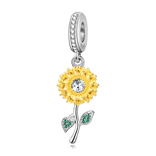 Amuefer Sunflower Charms für Armbänder 925 Sterling Silber mit Cubic Zirkonia Anhänger für Halsketten Geburtstag Weihnachten Schmuck Geschenke für Frauen Mädchen Amuefer Sunflower Charms für Armbänder 925 Sterling Silber mit Cubic Zirkonia Anhänger für Halsketten Geburtstag Weihnachten Schmuck Geschenke für Frauen Mädchen von Amuefer