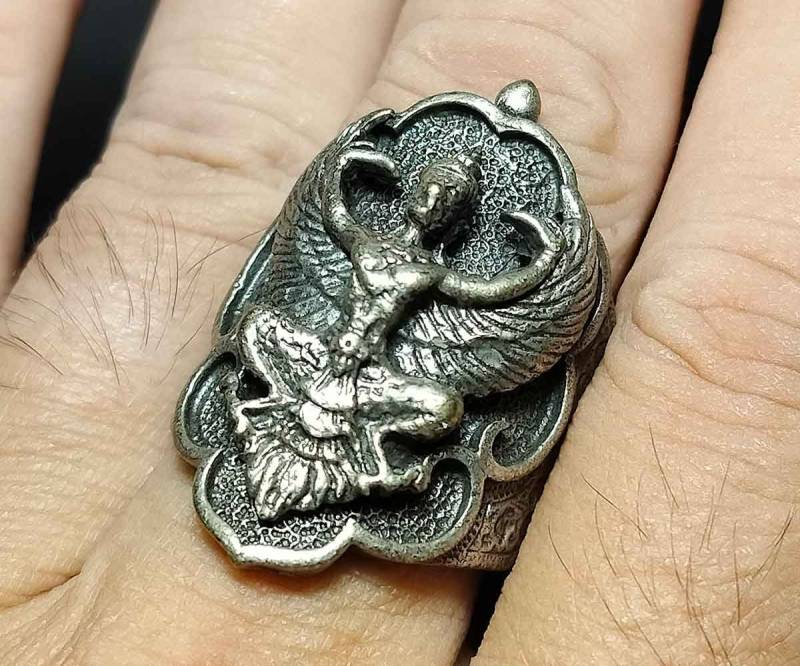 Thai Amulett Ring, Einzigartig Selten, Muay Thai, Garuda, Bronze Unisex Great Power, Mercy, Ra240410, Kostenloser Versand von AmuletAntique