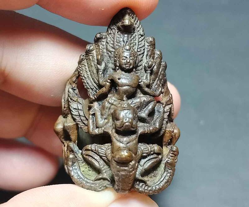 Thai Amulett Ring, Schön, Art Thai, Narayana Fahrt Garuda, 7 Kopf Naga Schlange, Protect, Bronze Männer Größe 10 Us, Ra250302, Kostenloser Versand von AmuletAntique