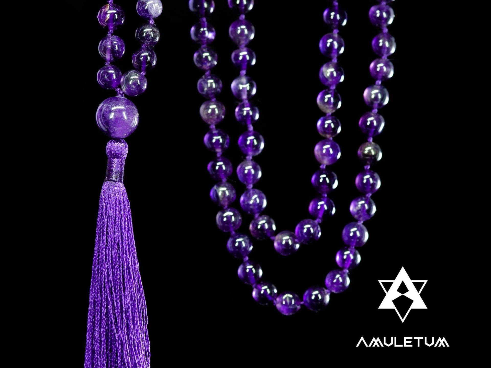 108 Amethyst Perlen Japa Mala Mit Quaste Und Guru Perle, Yogui Halskette, Yoga Meditation Schmuck, Boho Style Yogi von AmuletumJewels