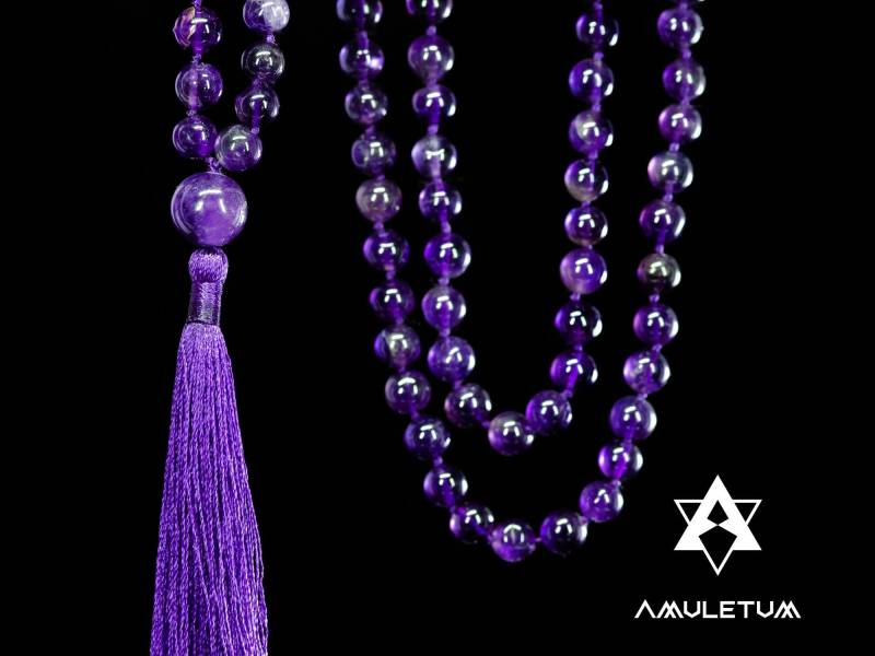 108 Amethyst Perlen Japa Mala Mit Quaste Und Guru Perle, Yogui Halskette, Yoga Meditation Schmuck, Boho Style Yogi 108 Amethyst Perlen Japa Mala Mit Quaste Und Guru Perle, Yogui Halskette, Yoga Meditation Schmuck, Boho Style Yogi von AmuletumJewels