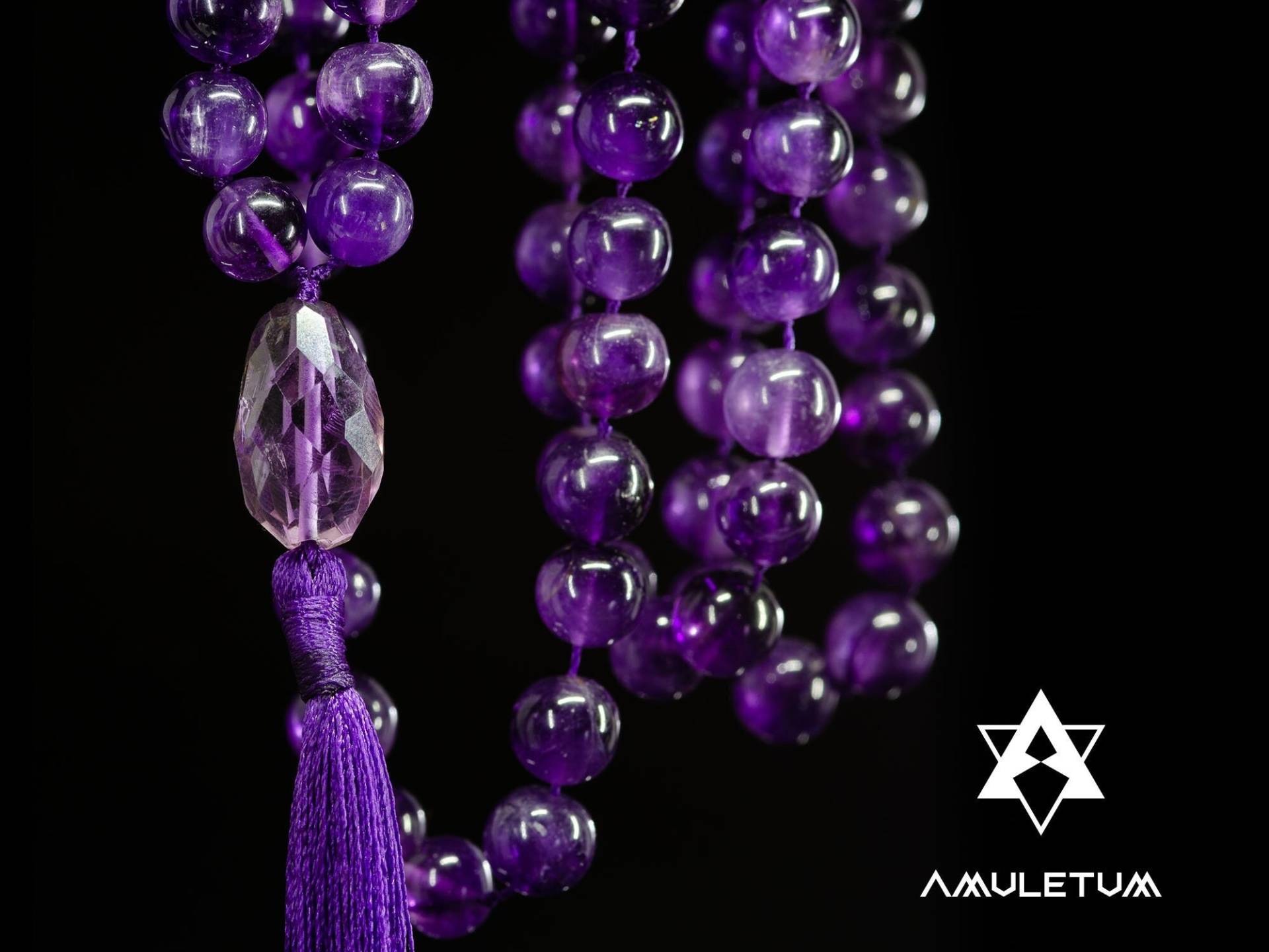 Amethyst Japa Mala Mit Facettiertem Guru, 108 Meditationsperlen, Yogui Halskette, Edelstein Anhänger, Damenschmuck, Naturkristalle von AmuletumJewels