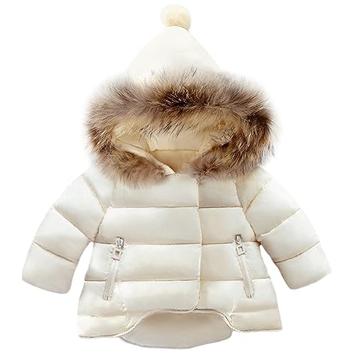 Amur Leopard Baby Kinder Mädchen Wintermantel Winterjacke Warme Winter Jacke Steppjacke mit Kaupze, Beige, 90 von Amur Leopard