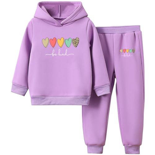 Amur Leopard Jogginganzug Kinder Mädchen Trainingsanzug mit Druck Sportanzug 2tlg Sweatshirt mit Kapuze + Jogginghose, Lila, 116 (Etikettengröße: 120) von Amur Leopard