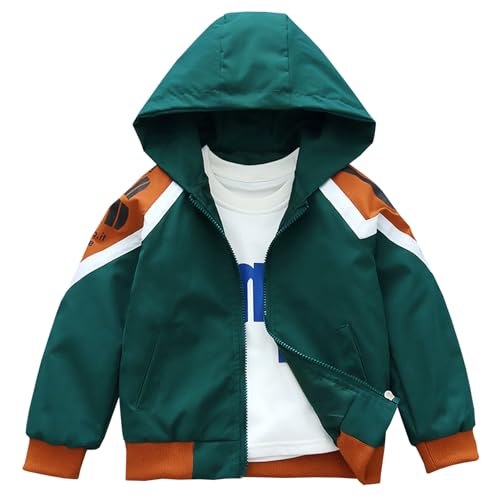 Amur Leopard Jungen Übergangsjacke mit Kapuze Kinder Winderbreaker Mantel Windjacke mit Reißverschluss für Frühling Herbst, Grün, 116 (Etikettengröße: 120) von Amur Leopard