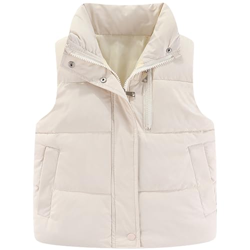 Amur Leopard Jungen Weste Kinder Steppweste Mädchen Ärmellose Winterjacke Baby Dicke Baumwolleweste, Weiß, 92-98 (Etikettengröße: 100) von Amur Leopard