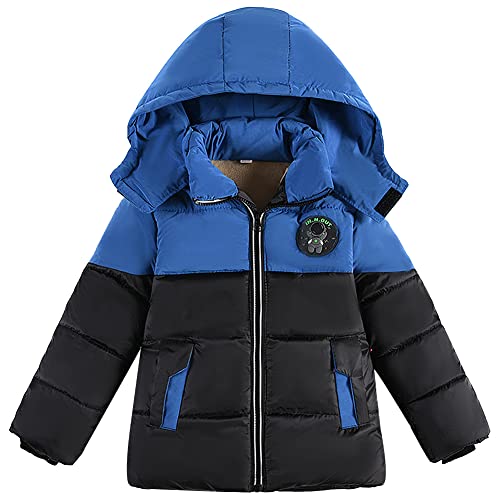 Amur Leopard Jungen Winterjacke mit Abnehmbare Kapuze Kinder Mädchen Wintermantel Warm Winddicht Gepolsterte Winter Jacke Steppjacke Outdoorjacke, Blau, 116 von Amur Leopard