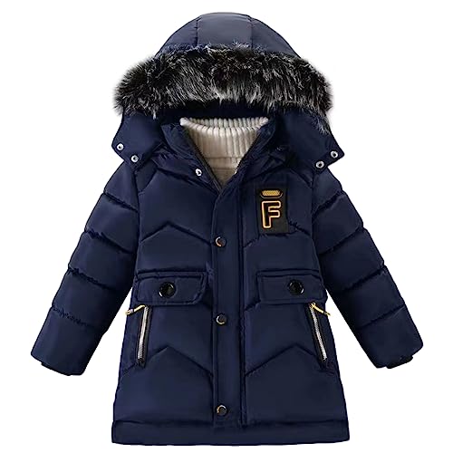 Amur Leopard Jungen Winterjacke mit Kapuze Kinder Wintermantel Super warm Steppjacke, Dunkelblau, 110 von Amur Leopard