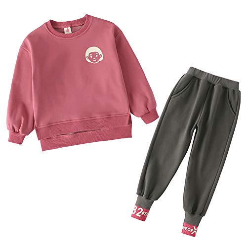 Amur Leopard Kinder Jogginganzug Mädchen Trainingsanzug 2tlg Sweatjacke & Jogginghose Sportanzug Freizeitanzug Bekleidungsset, Rot, 152-158 von Amur Leopard