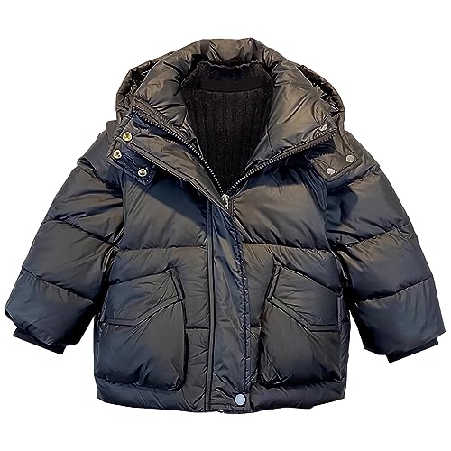 Amur Leopard Kinder Jungen Mädchen Wintermantel Winterjacke Verdickung Atmungsaktiv Warm Steppjacke, Schwarz, 152-158 von Amur Leopard