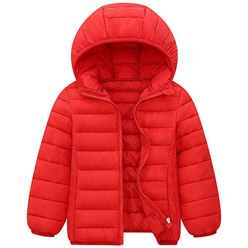 Amur Leopard Kinder Jungen Winterjacke mit Kapuze Mädchen Wintermantel Warme Steppjacke Winter Outdoorjacke, Rot, 116 (Etikettengröße: 140) von Amur Leopard