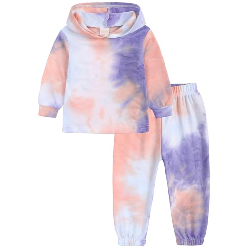 Amur Leopard Kinder Mädchen Jogginganzug Bunte Mode Sportanzug Sweatjacke & Jogginghose 2tlg Trainingsanzug Bekleidungsset, Lila-Orange, 116, Etikettengröße 120 von Amur Leopard