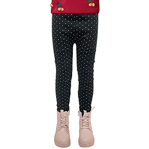 Amur Leopard Kinder Mädchen Leggings Thermoleggings für Herbst Winter Gefütterte Leggins Warm Hose Thermohose, schwarz, 110 cm von Amur Leopard