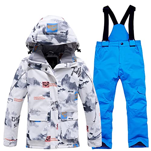 Amur Leopard Kinder Mädchen Skianzug Schneeanzug Skijacke & Skihose Warme Jungen Verdicken Skifahren Snowsuit Wasserdicht Winddicht, Bildfarbe U, 134-140 von Amur Leopard