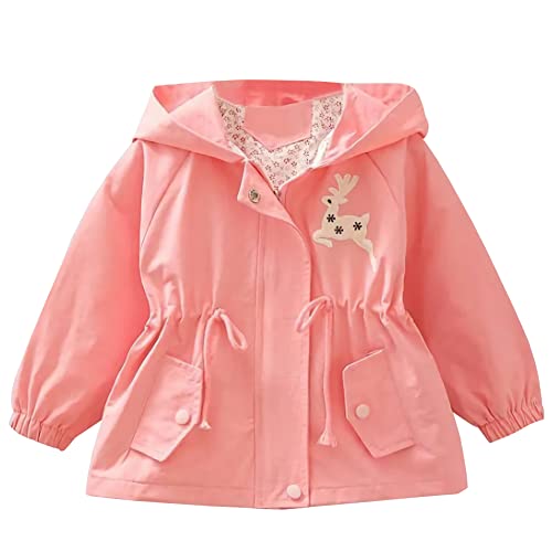 Amur Leopard Kinder Mädchen Übergangsjacke Winddichte Mantel Outdoor Windjacke mit Kapuze für Frühling und Herbst, Rosa, 104-110 (Etikettgröße: 110) von Amur Leopard