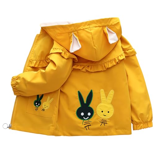 Amur Leopard Kinder Mädchen Übergangsjacke mit Kapuze Frühling Herbst Windjacke Atmungsaktiv Outdoorjacke, Gelb, 116, Etikettengröße 120 von Amur Leopard