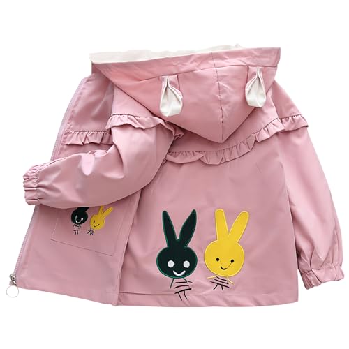 Amur Leopard Kinder Mädchen Übergangsjacke mit Kapuze Frühling Herbst Windjacke Atmungsaktiv Outdoorjacke, Rosa, 92-98, Etikettengröße 100 von Amur Leopard