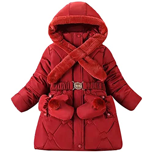Amur Leopard Kinder Mädchen Winterjacke Wintermantel Warme Winddichte Steppjacke Kinderjacke Winter Outdoorjacke, Rot, 122-128 von Amur Leopard