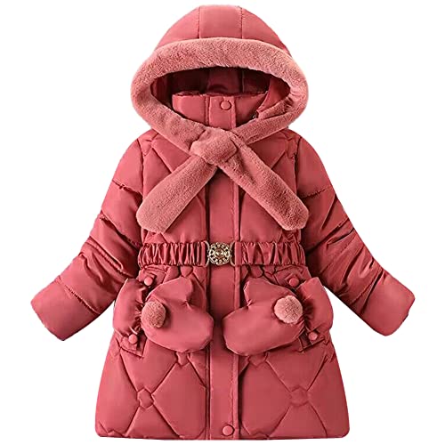 Amur Leopard Kinder Mädchen Winterjacke Wintermantel Warme Winddichte Steppjacke Kinderjacke Winter Outdoorjacke, Wassermelonenrot, 116 von Amur Leopard