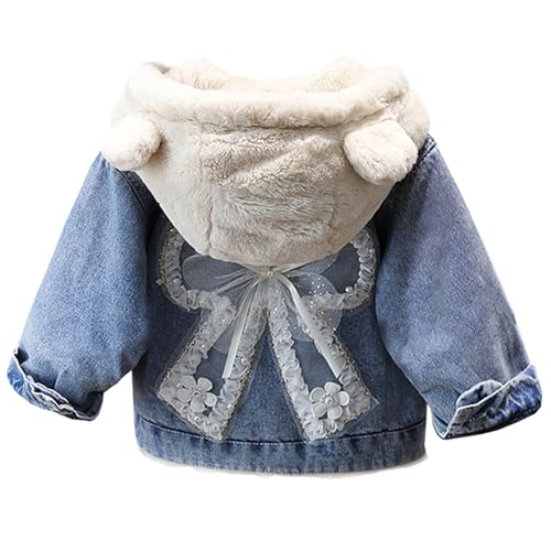 Amur Leopard Kinder Mädchen Wintermantel Winterjacke mit Plüsch Dicke Jeansjacke mit Kapuze für Herbst Winter, Blau C, 104-110 (Etikettengröße: 110) von Amur Leopard