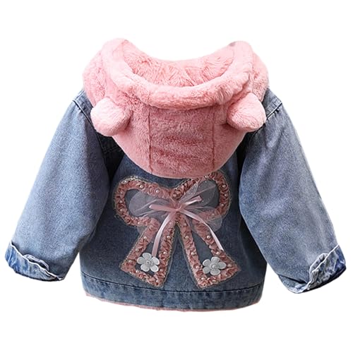 Amur Leopard Kinder Mädchen Wintermantel Winterjacke mit Plüsch Dicke Jeansjacke mit Kapuze für Herbst Winter, Blau D, 122-128 (Etikettengröße: 130) von Amur Leopard