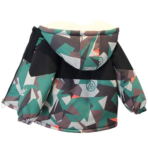 Amur Leopard Kinder Mädchen Wintermantel mit Kapuze Dicke Warmes Jungen Winterjacke mit Plüchefutter, Armeegrün, 116 (Etikettengröße: 120) von Amur Leopard