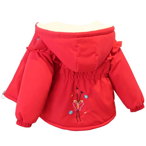 Amur Leopard Kinder Mädchen Wintermantel mit Kapuze Dicke Warmes Jungen Winterjacke mit Plüchefutter, Rot A, 104-110 (Etikettengröße: 110) von Amur Leopard