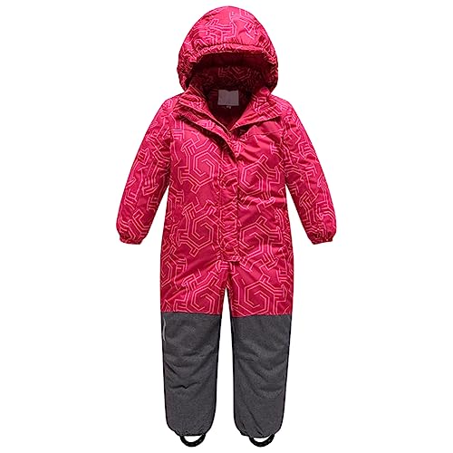 Amur Leopard Kinder Schneeanzug Skianzug Mädchen Warme Verdicken Skifahren Snowsuit Wasserdicht Winddicht Jungen, Pink, 100 von Amur Leopard