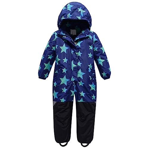 Amur Leopard Kinder Skianzug Jungen Mädchen Schneeanzug Warme Verdicken Skifahren Snowsuit Wasserdicht Winddicht, Blau, 130 von Amur Leopard