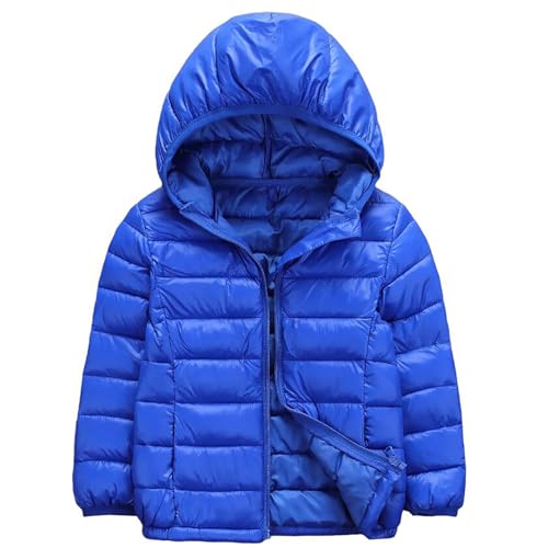 Amur Leopard Kinder Winterjacke Jungen Leichte Daunenjacke Mädchen Wintermantel mit Kapuze Outerwear Steppjacke Warm Kinderjacke, Blau, 122-128 von Amur Leopard