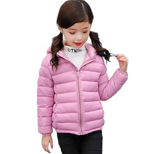 Amur Leopard Kinder Winterjacke Jungen Leichte Daunenjacke Mädchen Wintermantel mit Kapuze Outerwear Steppjacke Warm Kinderjacke, Rosa, 122-128 von Amur Leopard