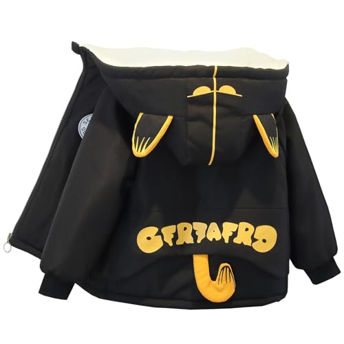 Amur Leopard Kinder Winterjacke Jungen Mädchen Wintermantel mit Plüchefutter Dicke Warmes Jacke mit Kapuze, Schwarz B, 122-128 (Etikettengröße: 130) von Amur Leopard