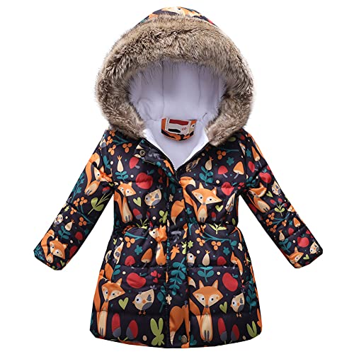 Amur Leopard Kinder Winterjacke Mädchen Wintermantel Warm Steppjacke Baumwolle gefuetterte Winter Jacke, Farbe F, 122-128 von Amur Leopard