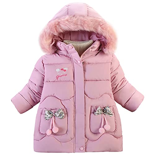 Amur Leopard Kinder Winterjacke Mädchen Wintermantel mit Kapuze Warm Winter Jacke Steppjacke Kinderjacke, Rosa, 2-3 Jahre von Amur Leopard