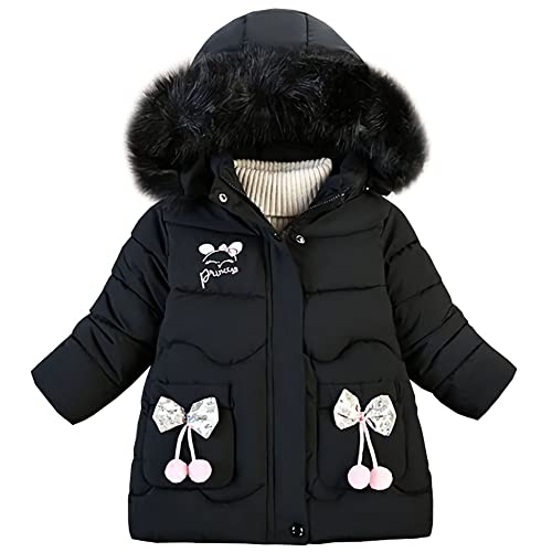 Amur Leopard Kinder Winterjacke Mädchen Wintermantel mit Kapuze Warm Winter Jacke Steppjacke Kinderjacke, Schwarz, 2-3 Jahre von Amur Leopard