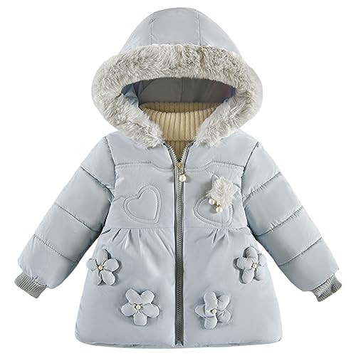 Amur Leopard Kinder Winterjacke Mädchen Wintermantel mit Kapuze Winter Jacke, Hellblau, 86 von Amur Leopard