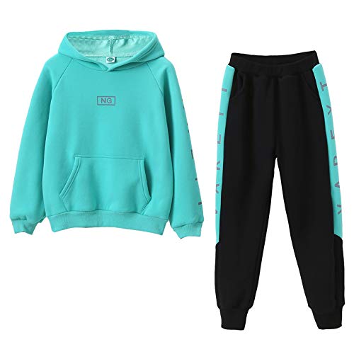 Amur Leopard Mädchen Jogginganzug Trainingsanzug Bekleidungsset 2tlg Kinder Sportanzug Freizeitanzug Sweatjacke & Jogginghose, Grün, 130/5-6 Jahre von Amur Leopard