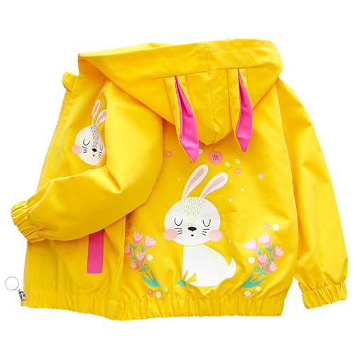 Amur Leopard Mädchen Kinder Übergangsjacke mit Kapuze Mantel Frühling Herbst Windjacke Winddichte Outdoorjacke, Gelb, 116 (Etikettengröße: 120) von Amur Leopard
