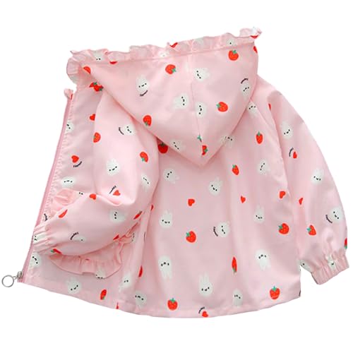 Amur Leopard Mädchen Übergangsjacke Winddichte Mantel mit Kapuze Kinder Bedruckte Windjacke Frühling Herbst Windbreaker, Rosa, 74-80 (Etikettengröße: 80) von Amur Leopard