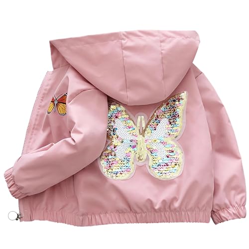 Amur Leopard Softshelljacke Mädchen Übergangsjacke mit Kapuze Warm Windjacke Atmungsaktiv Kinder Outdoorjacke für Frühling Herbst, Rosa, 104-110, Etikettengröße 110 von Amur Leopard