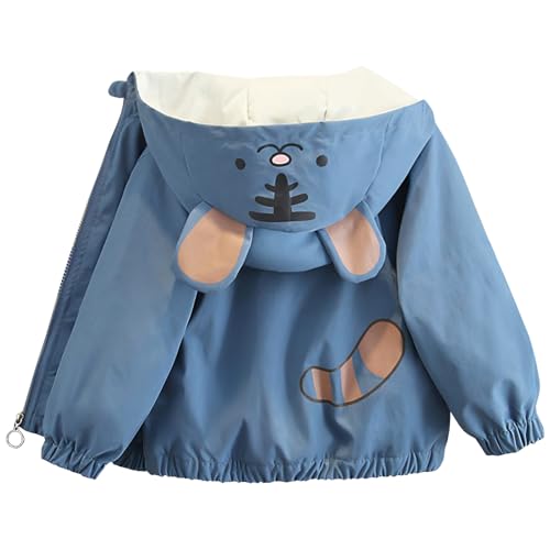 Amur Leopard Übergangsjacke Jungen mit Kapuze Kinder Windjacke Reißverschlussjacke Cartoonjacke für Frühling Herbst, Blau, 92-98 (Etikettengröße: 100) von Amur Leopard