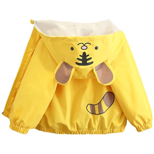 Amur Leopard Übergangsjacke Jungen mit Kapuze Kinder Windjacke Reißverschlussjacke Cartoonjacke für Frühling Herbst, Gelb B, 74-80 (Etikettengröße: 80) von Amur Leopard