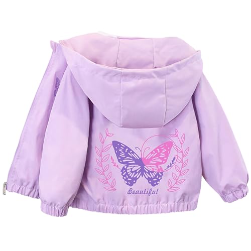 Amur Leopard Übergangsjacke Mädchen Dünne Kapuzenjacke Kinder Frühlingsjacke Windjacke für Sommer Herbst, Lila, 86 (Etikettengröße: 90) von Amur Leopard