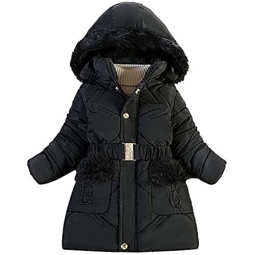 Amur Leopard Winterjacke Mädchen Wintermantel Kinder Steppjacke Baumwolle gefuetterte Winter Jacke Outerwear, Schwarz, 104-110 von Amur Leopard