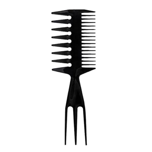 Doppelseitiger Haarkamm, Haarkamm für Damen und Herren, breite Zähne und feine Zähne, schwarzer Kunststoff (Farbe: schwarz) von Amusingtao