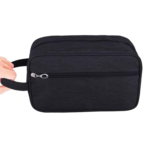 Kulturbeutel für Herren – Wasserabweisender Kulturbeutel, großer Reisedusch- und Rasier-Organizer mit Griff – für Fitnessstudio, Dusche, Reiseutensilien (schwarz) von Amusingtao